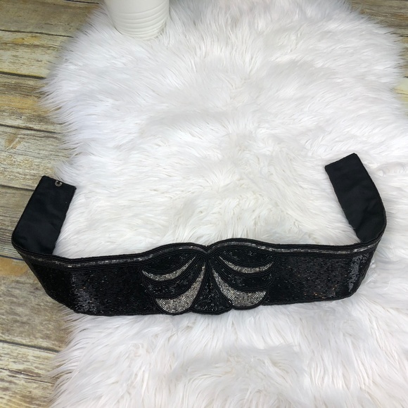 Vintage Nina Ricci Paris Black Beaded Wide Belt main image 6